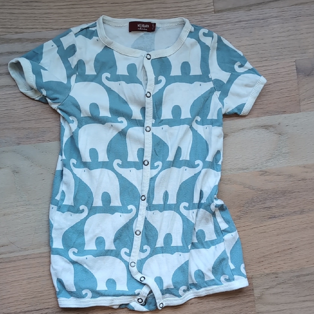 3/$20 Milkbarn Cream and Blue Baby Onesie